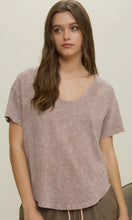 Lottie Cocoa Washed Scoop Neck Short Sleeve Knit Top