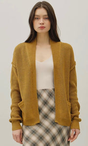 Lincoln Goldenrod Heathered V-Neck Long Sleeve Sweater