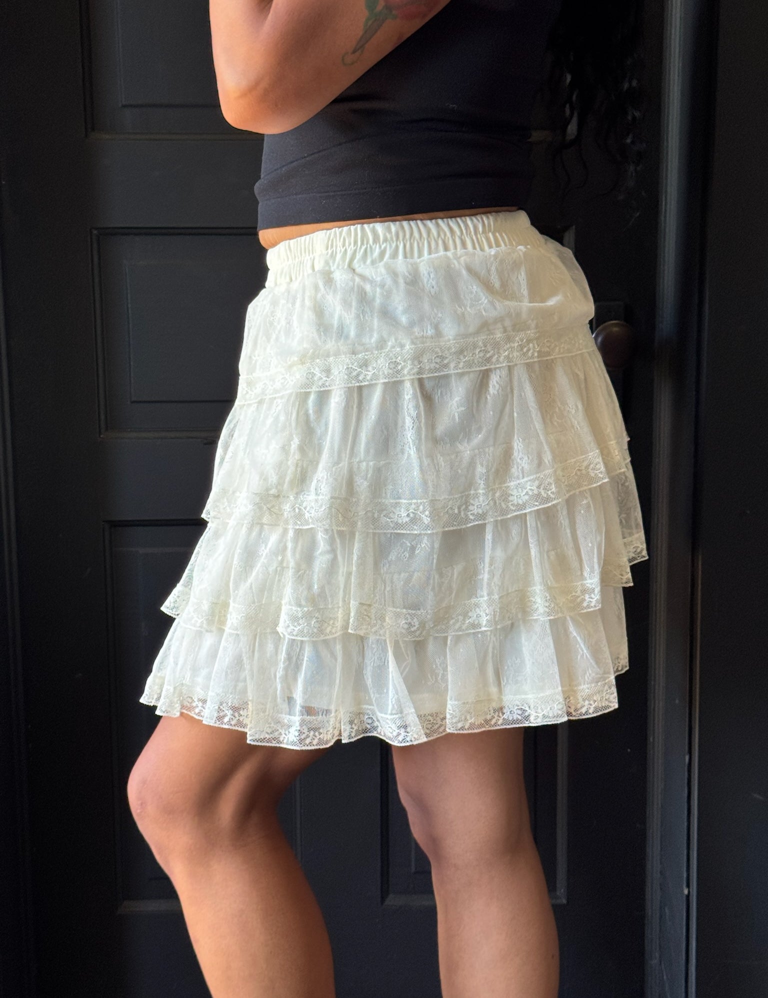 Lilah Lace Ruffled Mini Skirt