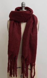 Princeton Burgundy Cozy Knit Scarf with Tassels