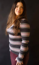 Parker V Neck Rib Stripe Sweater Top