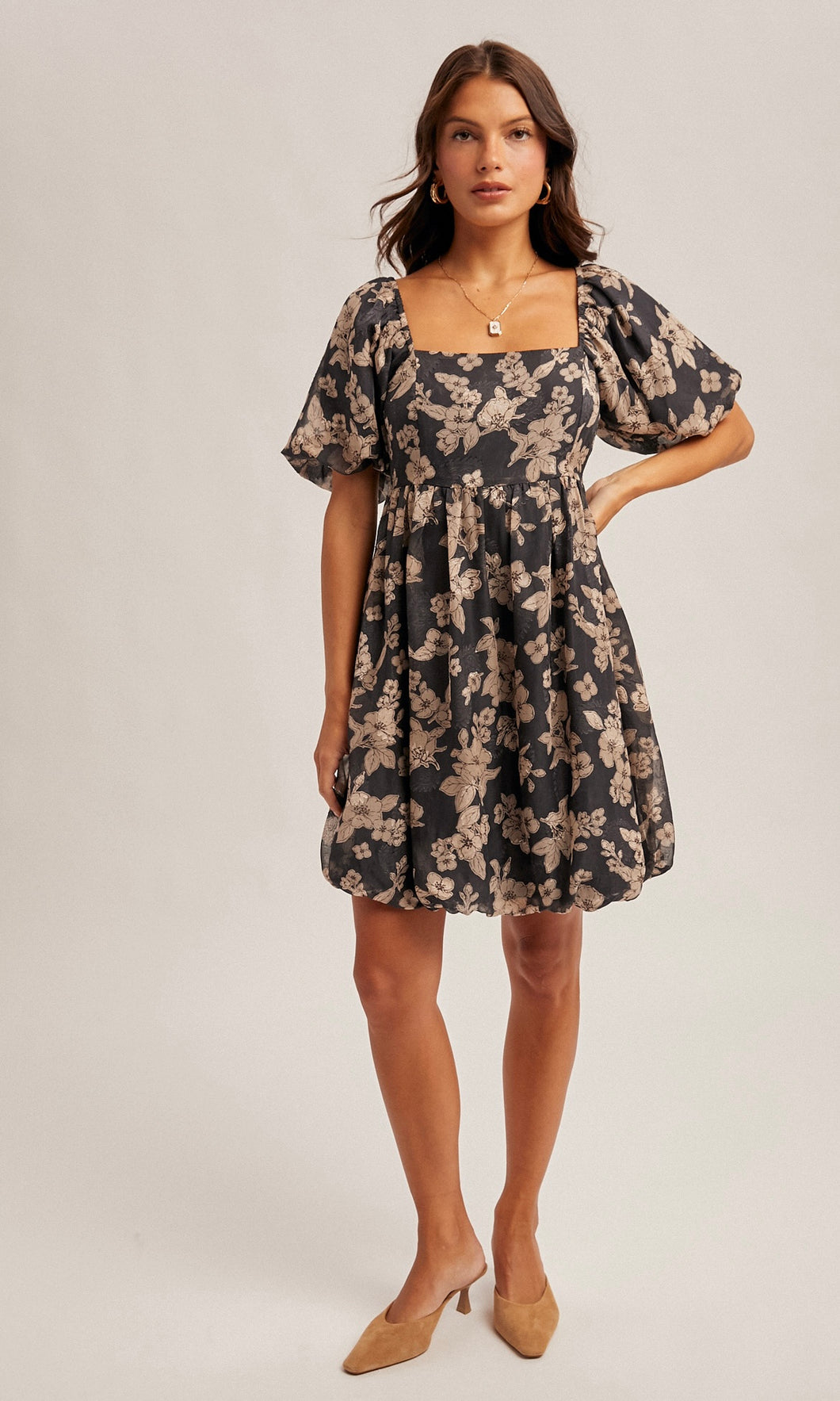 Maleah Jacquard Floral Print Bubble Dress