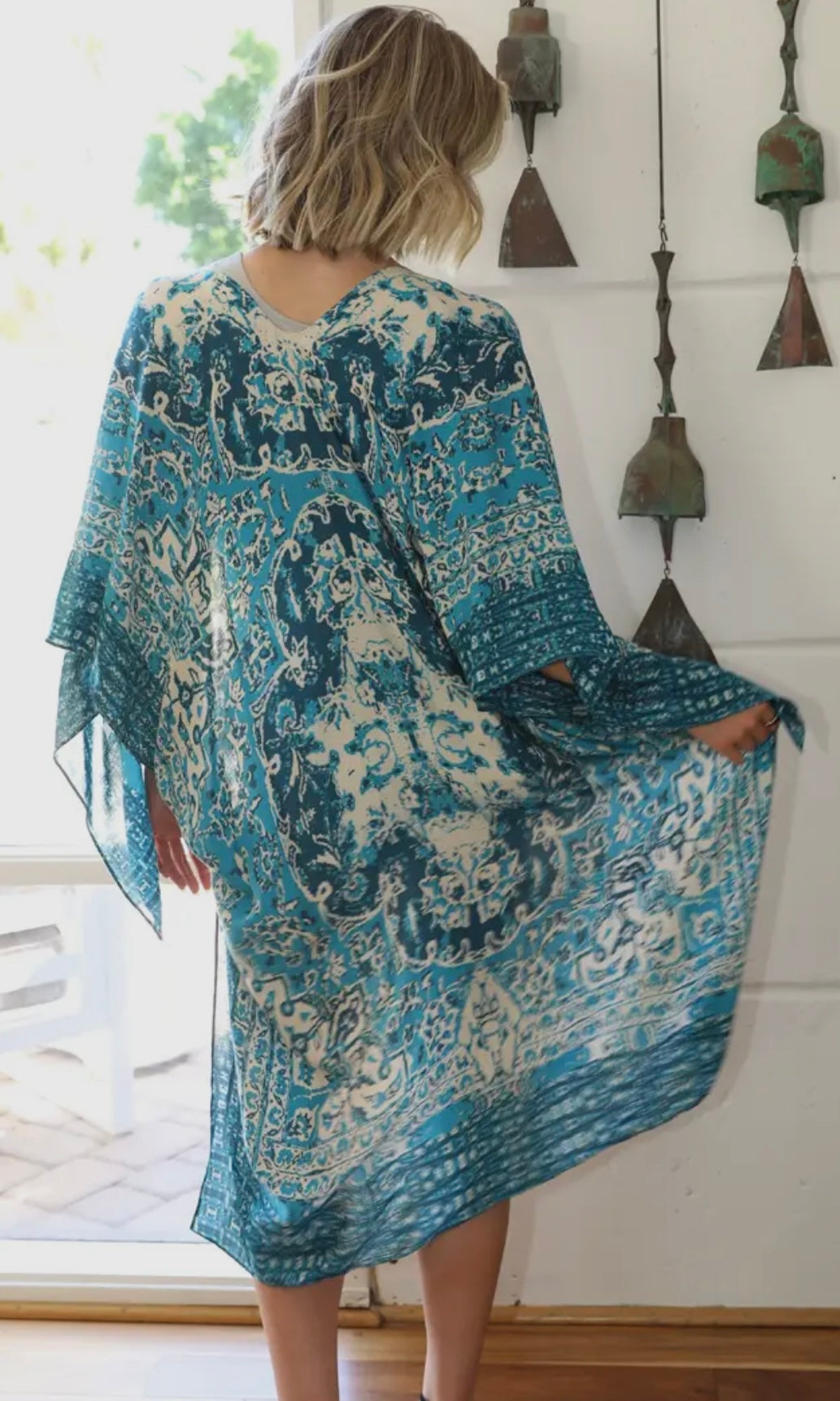 Allisha Blue Printed Kimono
