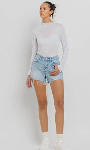 Ebony High Rise Distressed Hem A Line Shorts