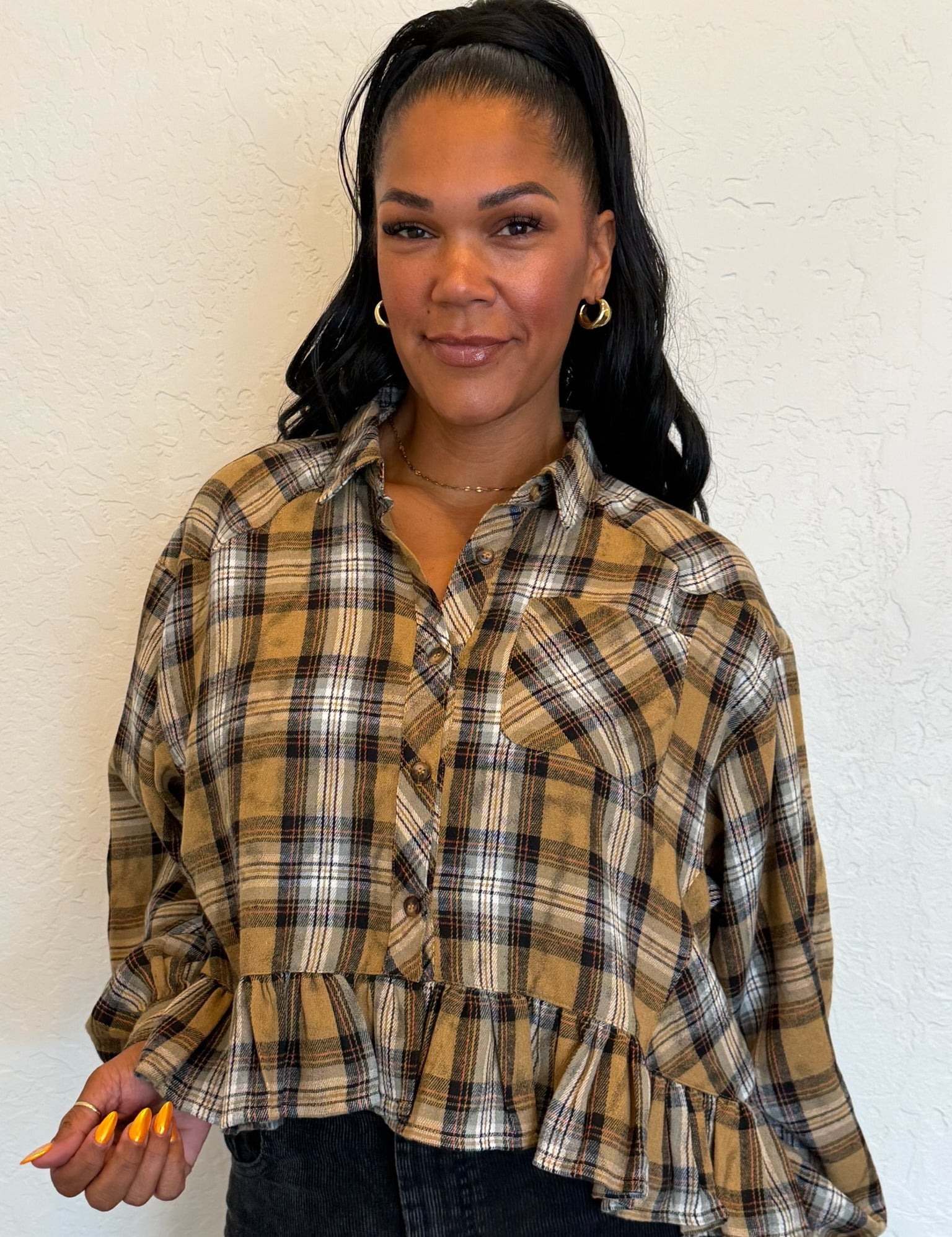 Xena Bottom Frilled Checker Shirt