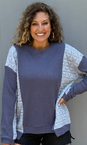 Mack Mixed Fabric Crew Neck Top