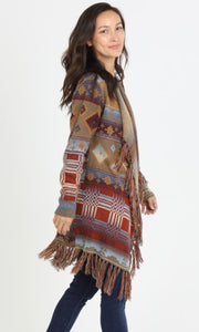 Dakota Aztec Fringe Hem Cardigan Sweater