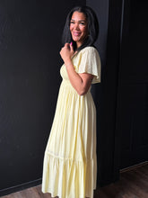 Artiste Lemon Water Satin Empire Smocked Midi Dress