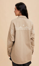 Jolene Almond Embroidery Utility Shacket