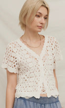 Kalvin White Button Front Crochet Knitted Top