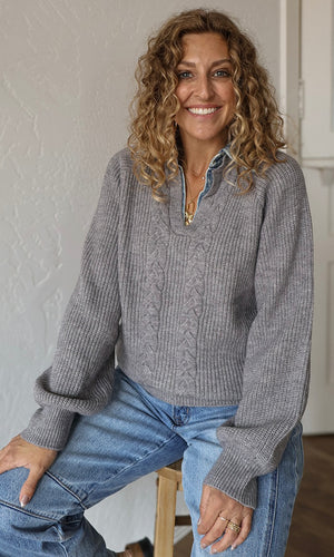 Misha Denim Contrast Sweater