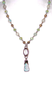 Pica Jade Stone Crystal Pendant Beaded Short Necklace