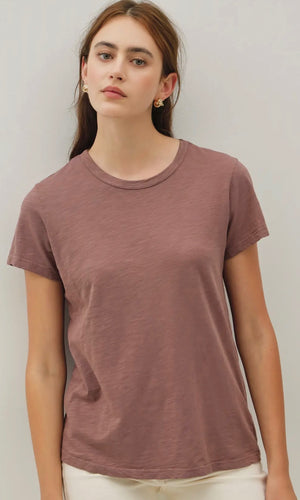 Louie Chocolate Garment Dyed Cotton Slub Tee