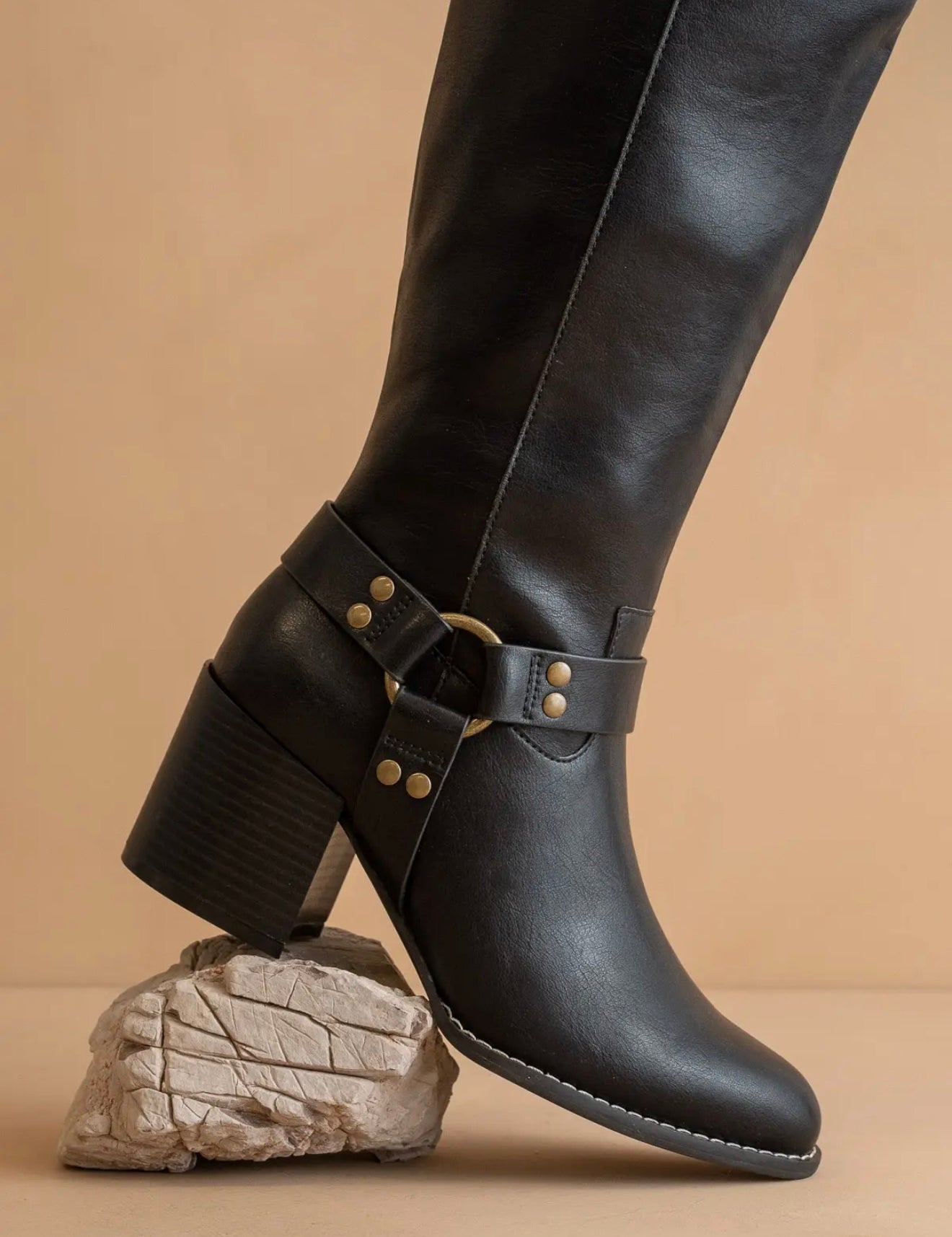 The Hollie Black Knee High Bucket Fall Boot