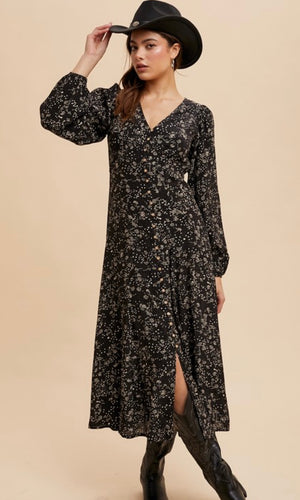 Freya Viscose Floral Button Down Maxi Dress