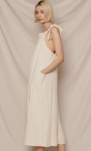 Anthoni Cream Sleeveless Pleated Jumpsuit