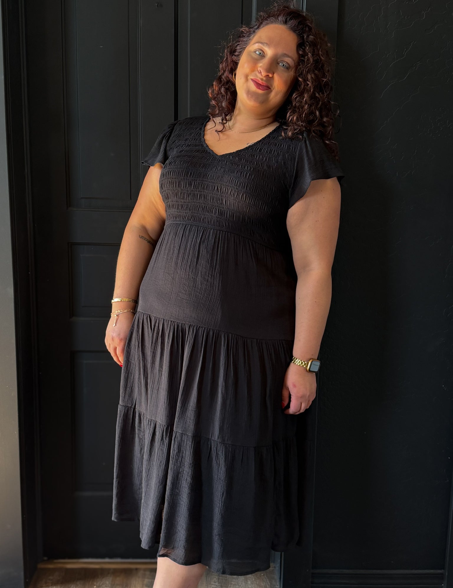 Ila Plus Flutter Sleeve Midi Dress