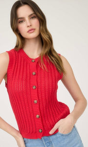 Greef Crew Neck Button Down Sleeveless Knit Cardigan