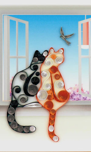 Quilled Two Cats Everyday Card