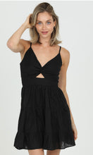 Carter Black Wiss Dot V Neck Twist Front Cut Out Dress