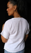 Olivia Short Sleeve Cotton Blouse With Lace and Embroidery