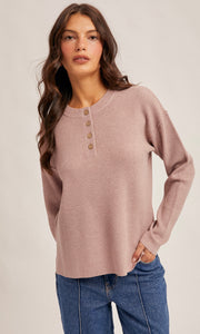 Maddy Mauve Waffle Sweater Knit Top