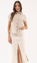 Erwin LT. Khaki Stripe Tap Sleeve Button Down Shirt