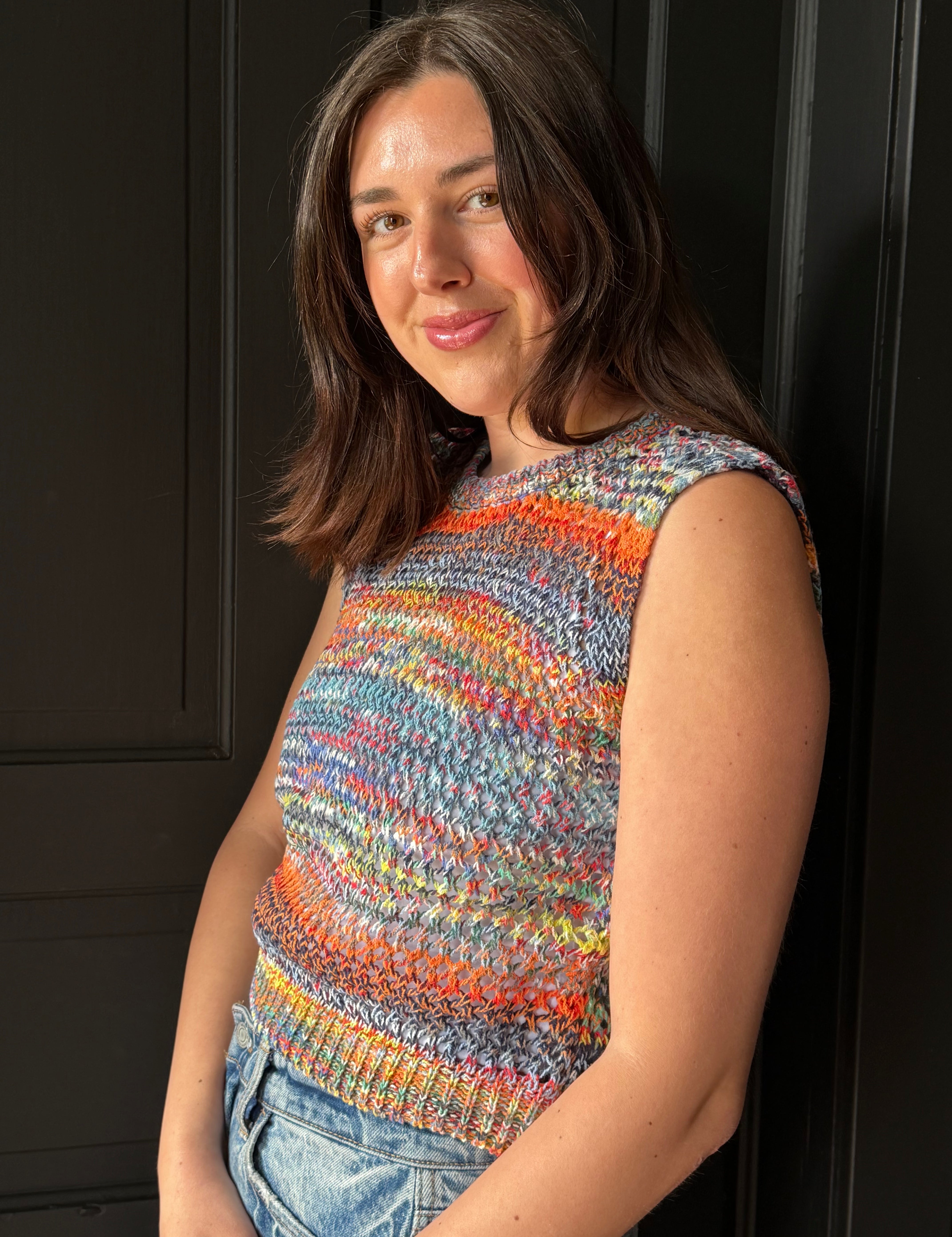 Hinda Rainbow Crochet Sleeveless Top