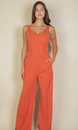 Paula Rust Notched Neck Cami Jumpsuit
