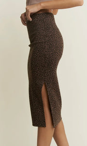Alyana Animal Print High Waist Thigh Slit Midi Skirt