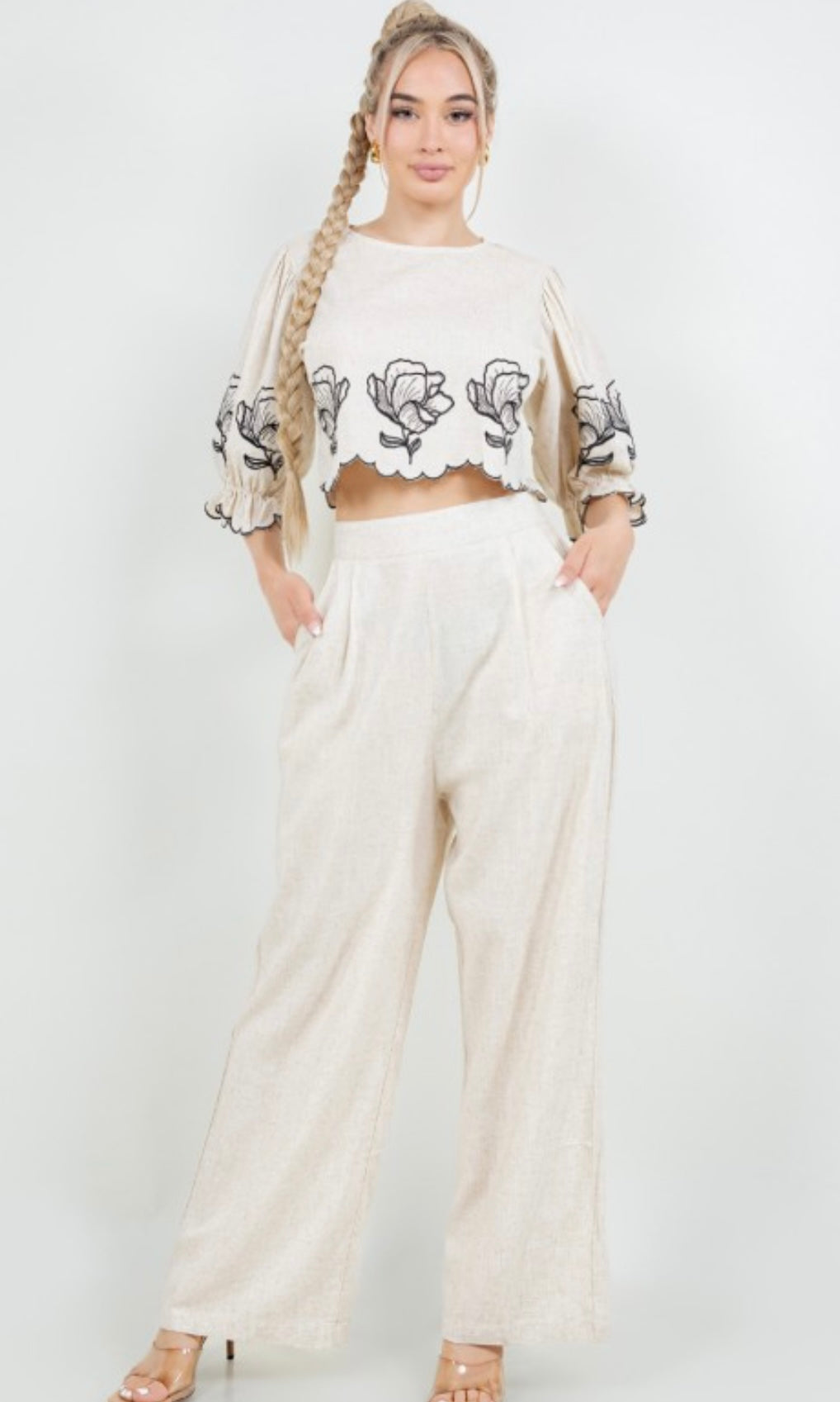 Ella Puff Sleeve Embroidery Top