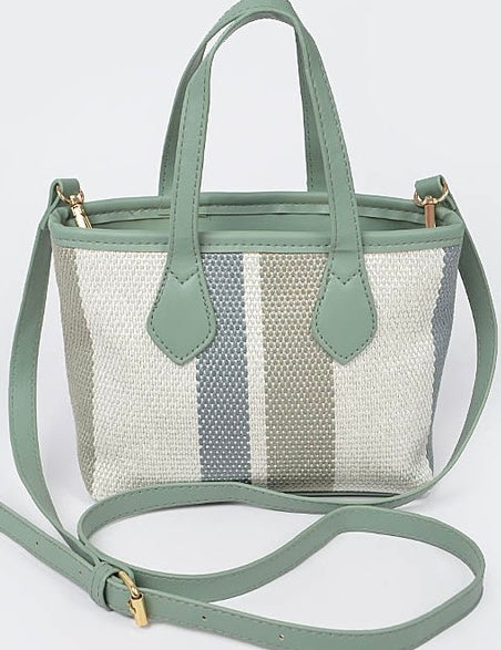 Emmette Stripe Woven Canvas Tote Bag