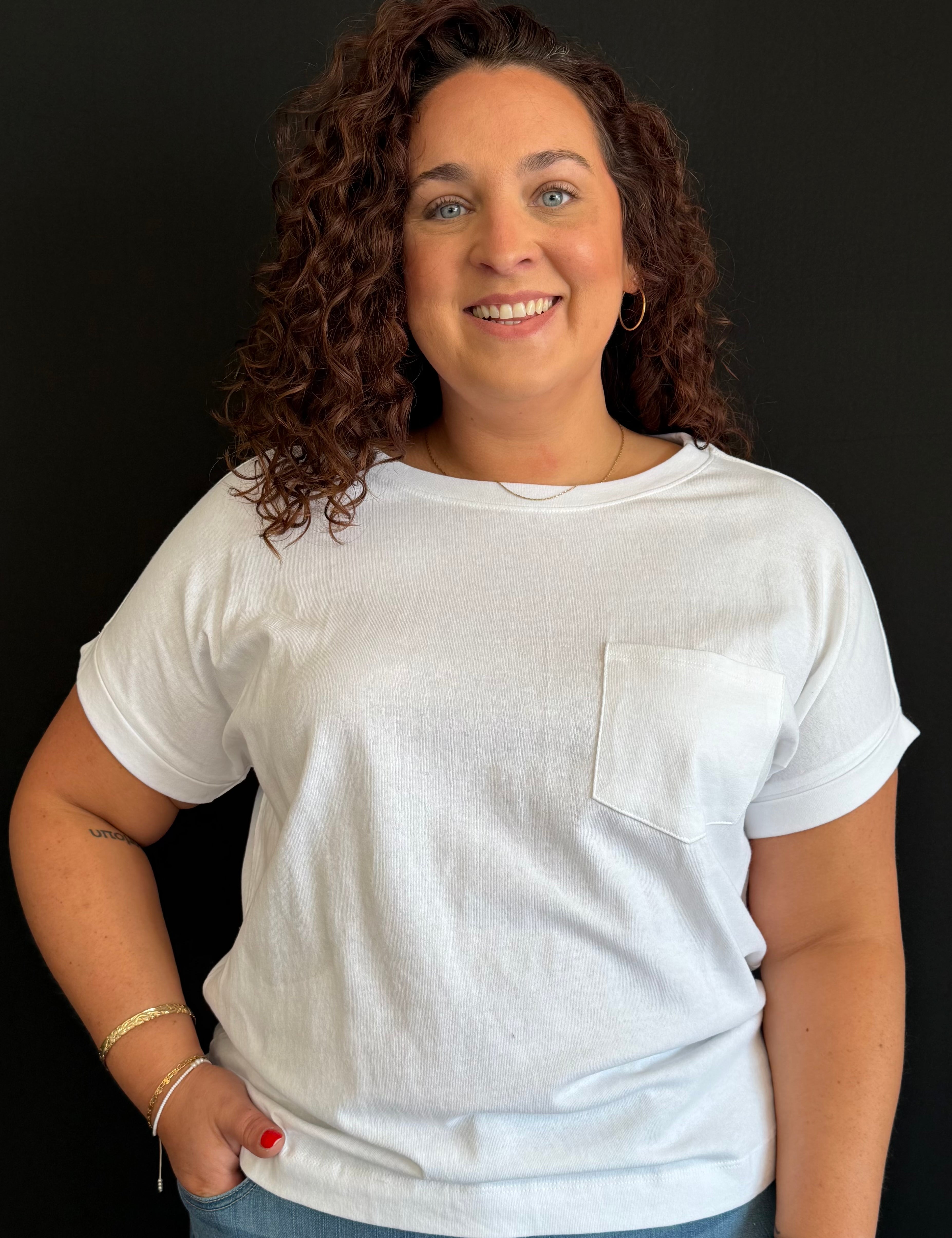 Orla Plus Cuffed Front Pocket Short Sleeve Tee