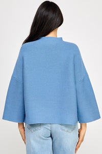 Milo Azure Loose Fit Long Sleeve Top