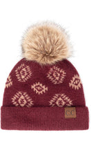 CC Beanie Aztec Print Pom Knit Beanie