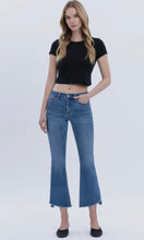 Timothy Mid Rise Raw Step Hem Crop Flare Jeans
