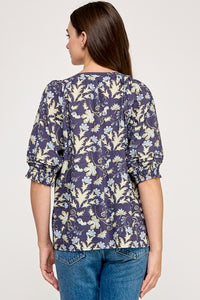 Mary Short Sleeve Floral Blouse
