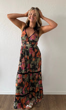 Ocia Black Floral Print V Neck Twist Front Cut Out Lace