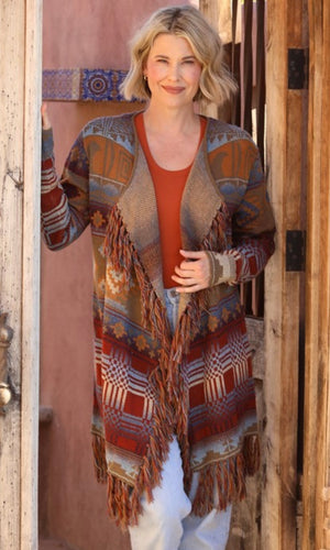 Dakota Aztec Fringe Hem Cardigan Sweater