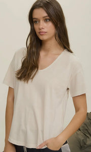 Lottie White Washed Scoop Neck Short Sleeve Knit Top