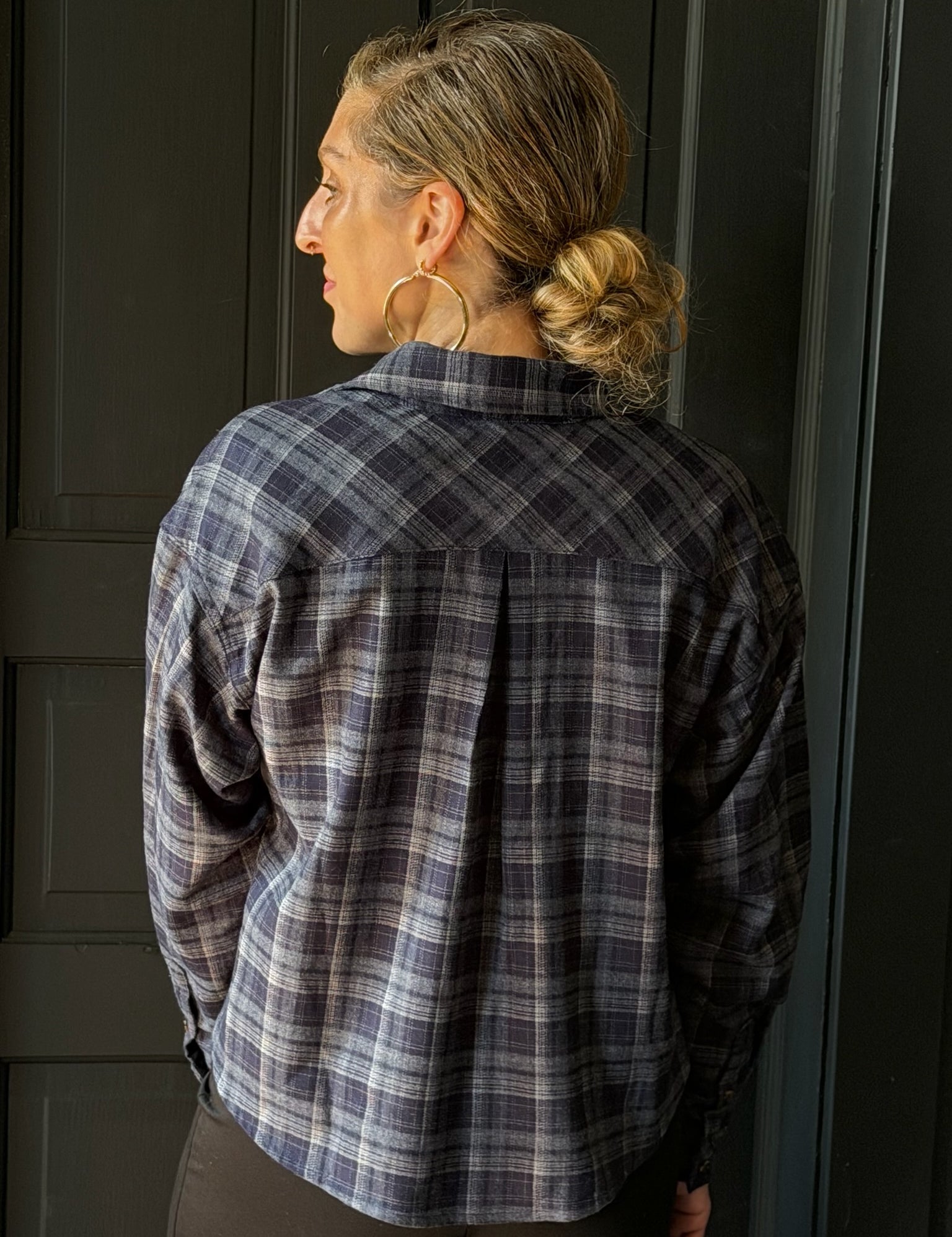 Selah Blue Plaid Button Up Collar Shirt