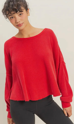 Krisey Red Long Sleeve Relaxed Top