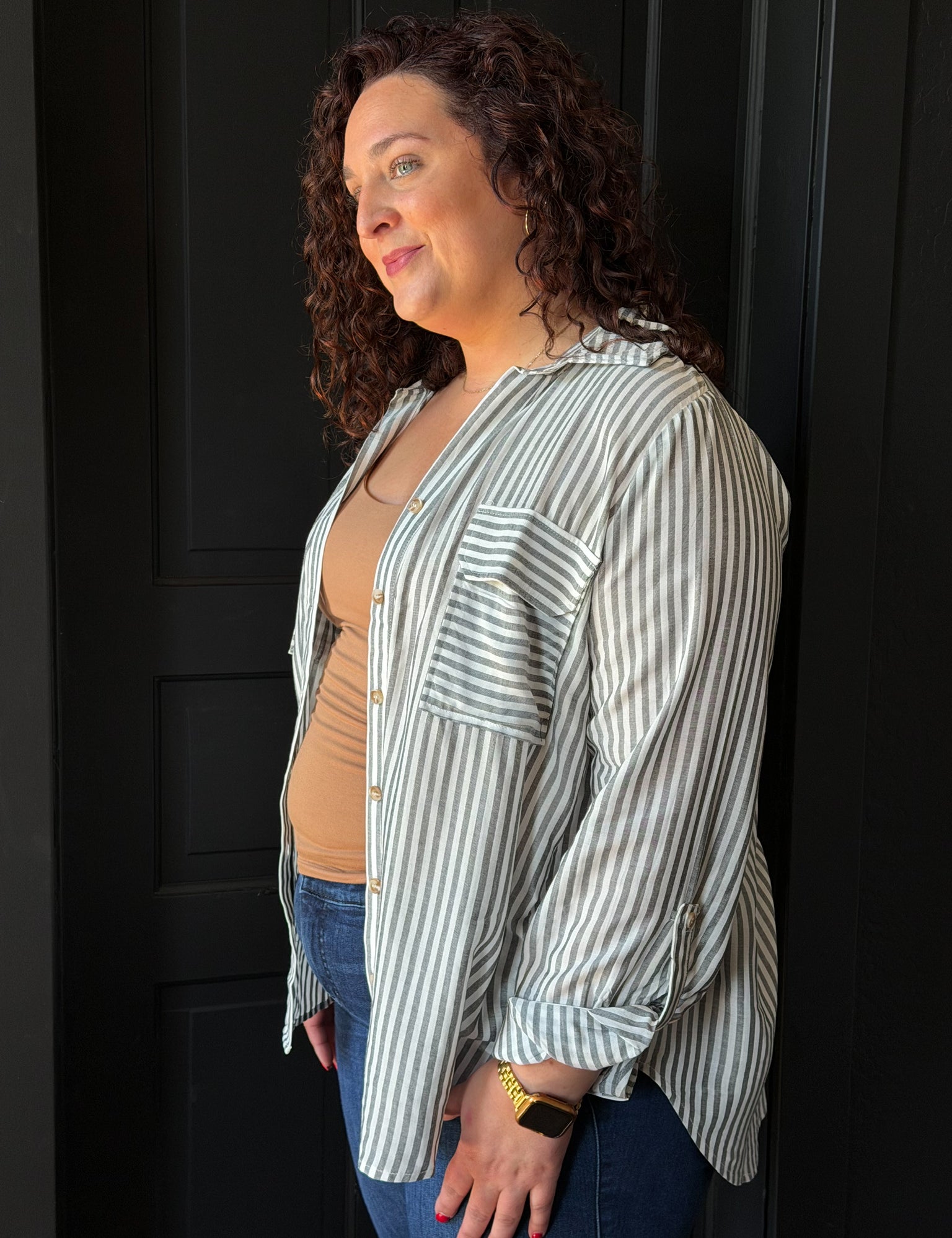 Josiah Stripe Collared Button Down Lightweight Shirt