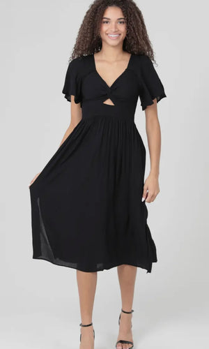Juliette V Neck Twist Front Cut Out Midi Dress