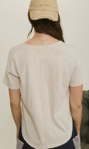 Lottie White Washed Scoop Neck Short Sleeve Knit Top