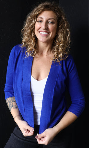 Mable Royal Blue Open Bolero Knit Cardigan