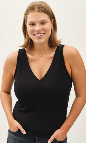 Brooke Plus Basic Black V Neck Tank