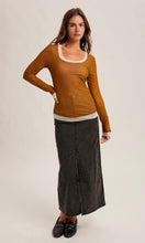 Malia Moss Double Layer Scoop Neck Mesh Top