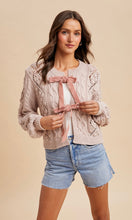 Ruth Cable Knit Cardigan With Ribbon Tie