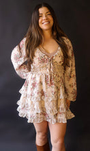 Elijah Floral Print and Lace Mix Long Sleeve Mini Dress